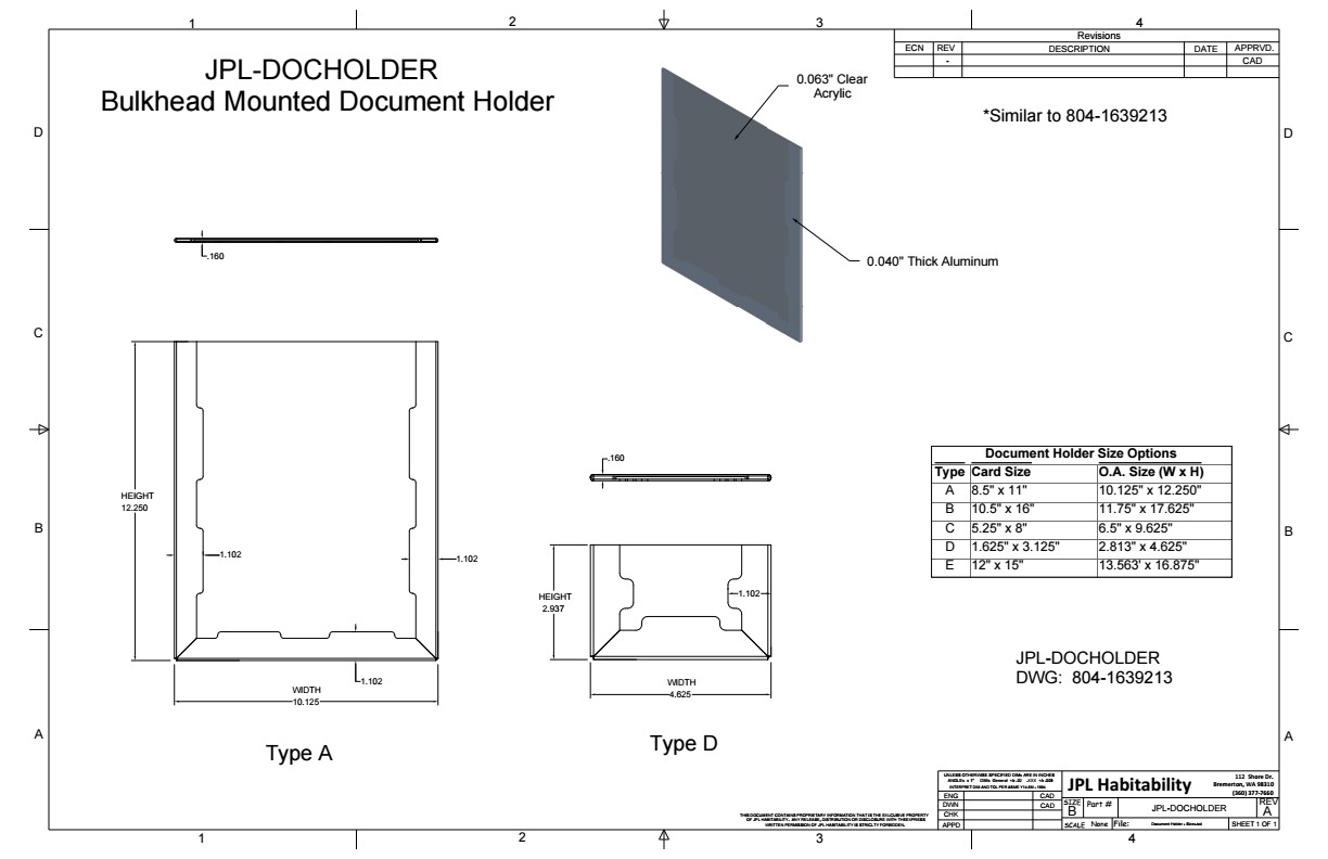 JPL-DOCHOLDER - Bulkhead Mounted Document Holder - Image 2