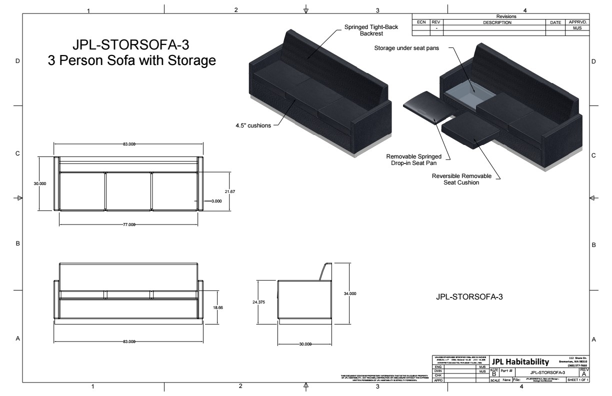 JPL-STORSOFA-3 - 3 Sperson Sofa with Storage - Image 2